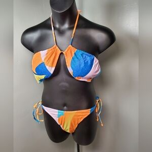 Zaful Multicolor Halter Bikini Set